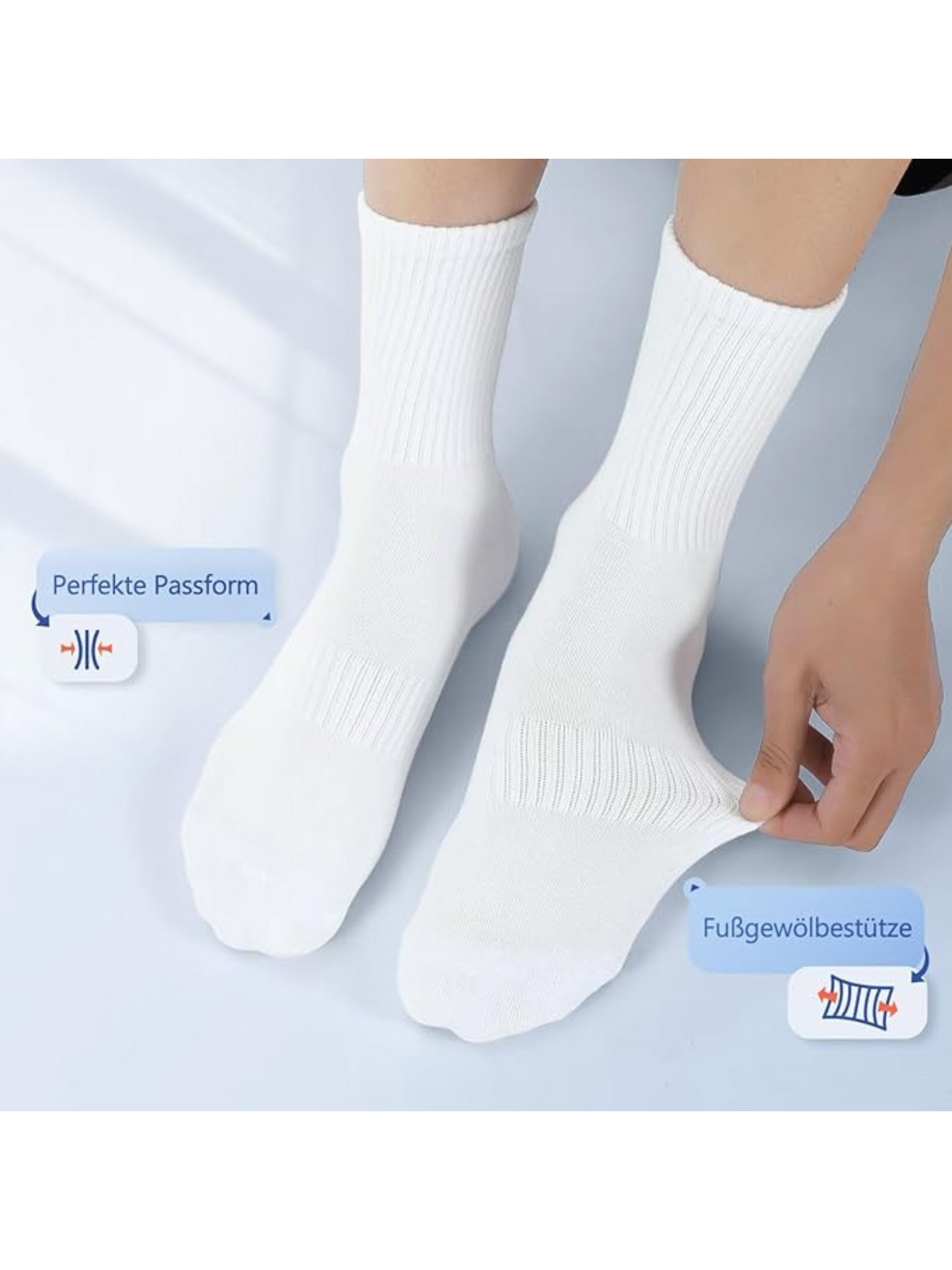 Verpackte weiße Sportsocken – pflegeleicht und langlebig, ideal für Damen & Herren